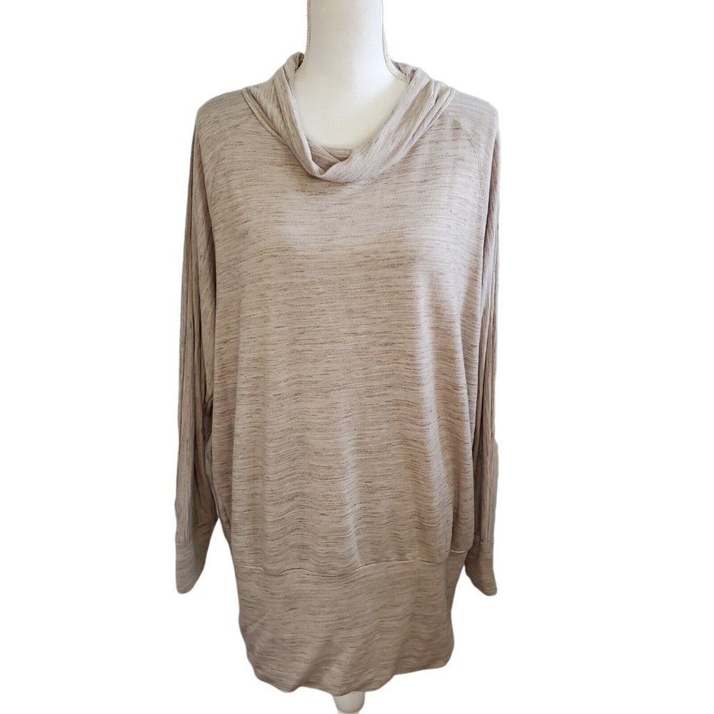 Venus Beige Slouchy‎ Pullover Tunic Cowlneck Sweater Stretchy Knit Sz Large